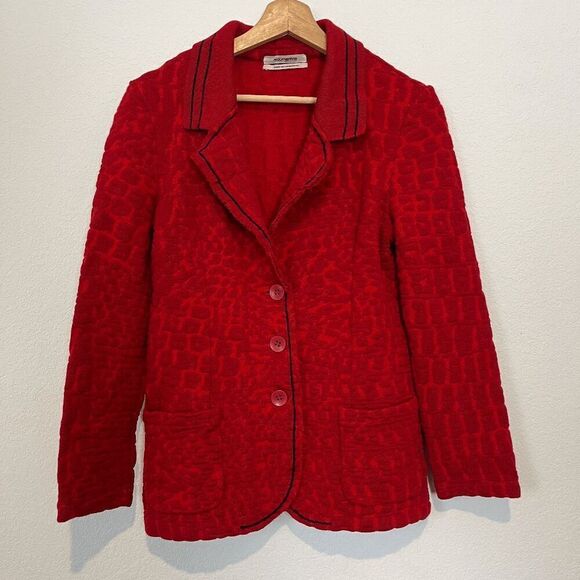 Aldomartins Red Jacquard Textured 3-Button Blazer Jacket Women's Size US 8 - Picture 4 of 7